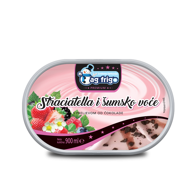 Premium sladoled straciatella i šumsko voće 900ml