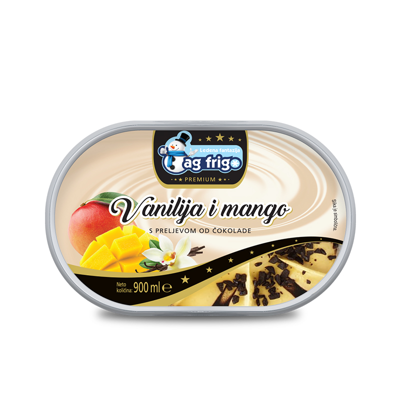 Premium sladoled vanilija i mango 900ml